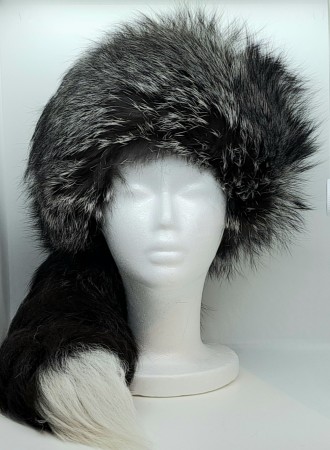 Lue i ekte sølvrev pels