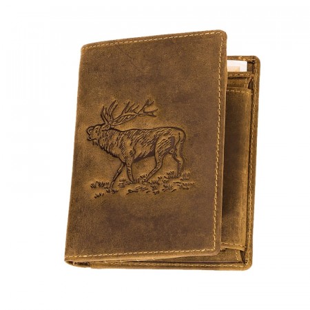 Lommebok i ekte skinn med hjortemotiv